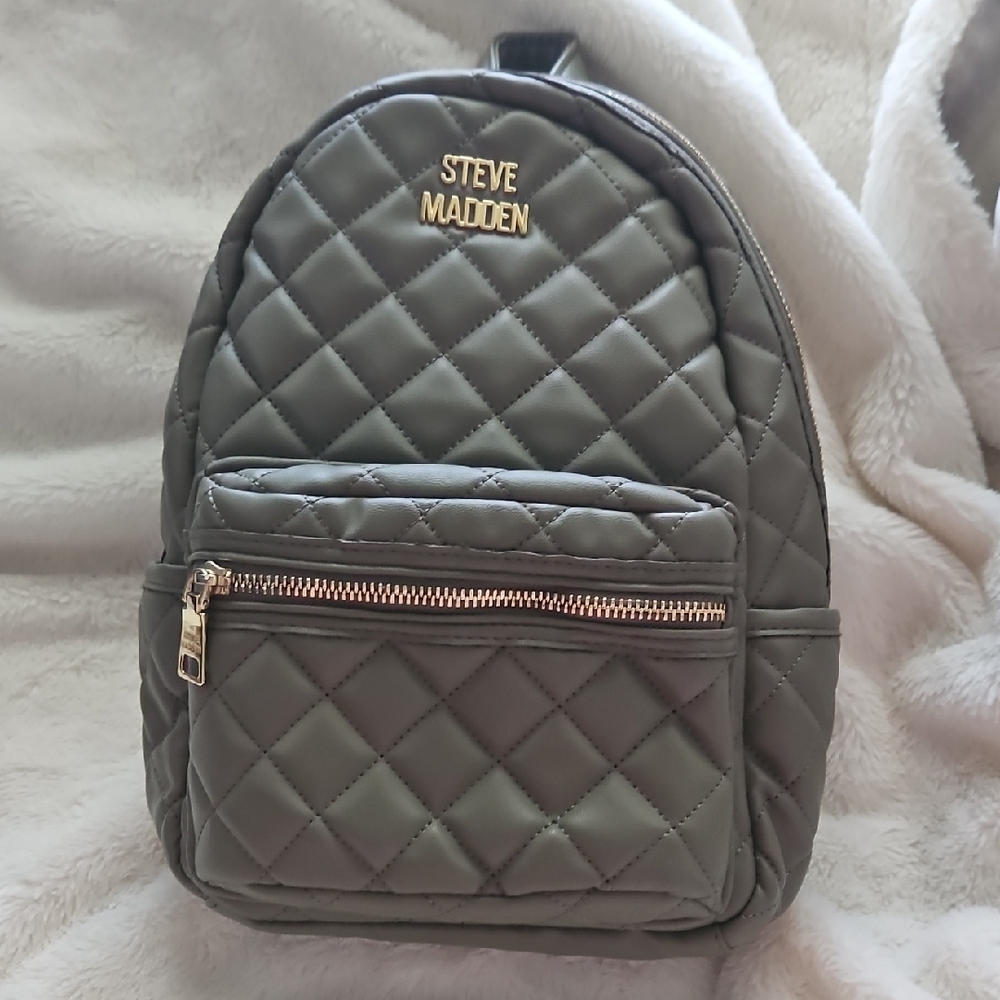 Steve Madden Quilted Olive Backpack